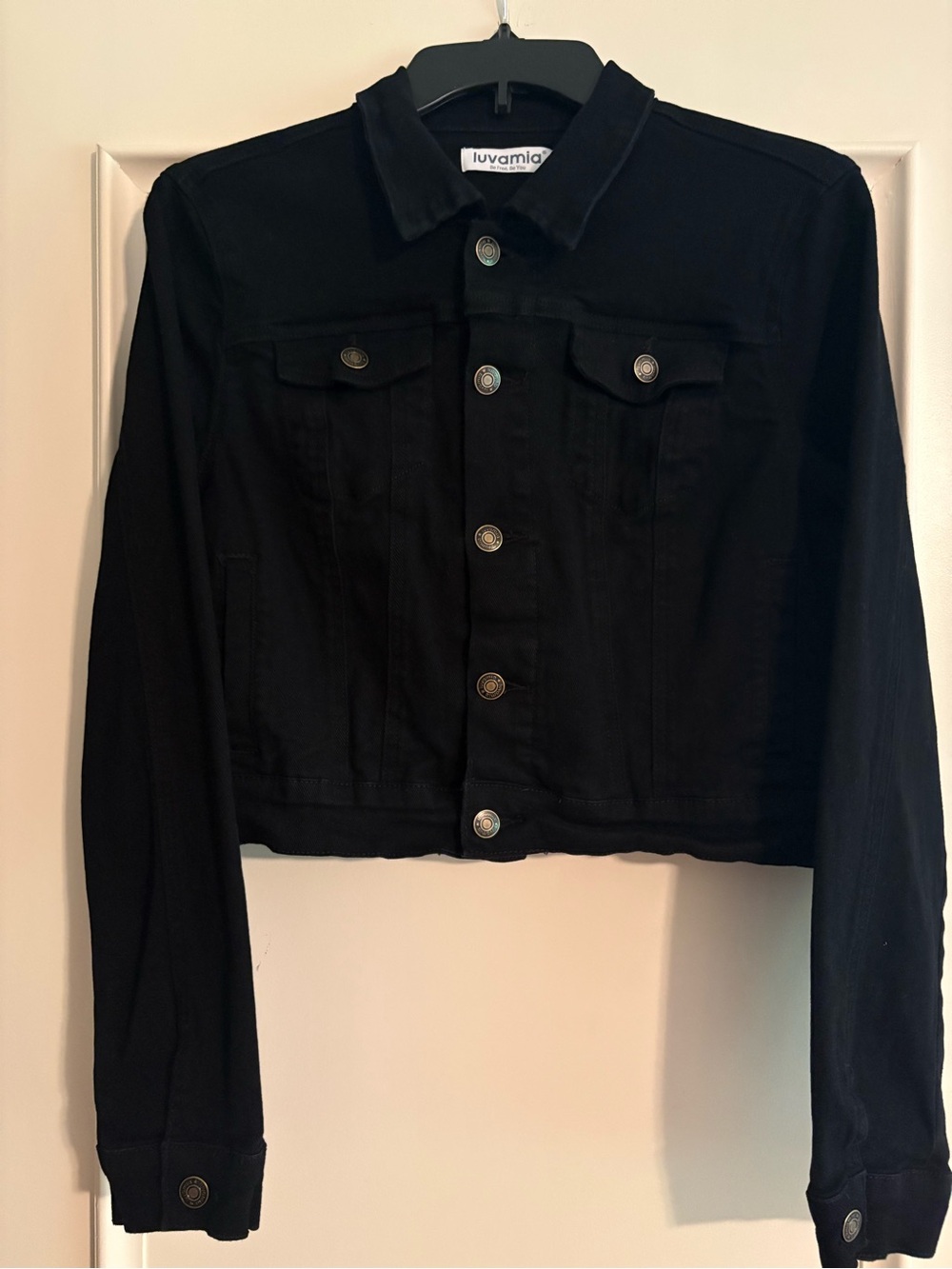 Women's Black Cropped Denim Jacket